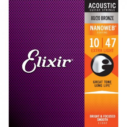 Elixir NANOWEB 11002 akusztikus, bronz gitárhúr készlet