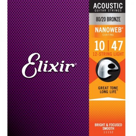 Elixir NANOWEB 11152 12 húros akusztikus, bronz gitárhúr készlet