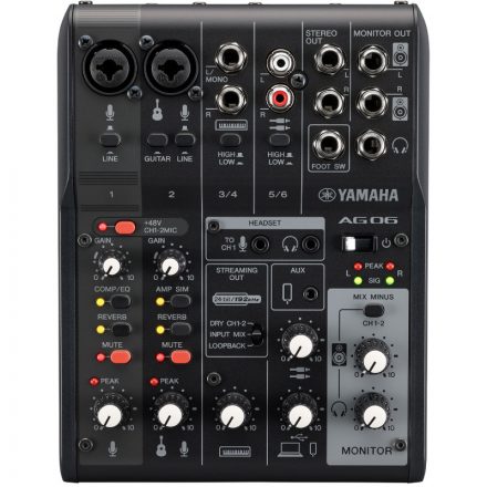 Yamaha AG06MK2 live streaming keverő USB audió interface